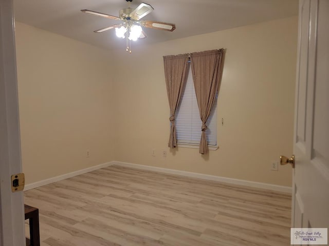 180 Chippewa Cir, Harlingen, TX 78555 - unfurnished room featuring a ceiling fan, light wood-type flooring, and baseboards