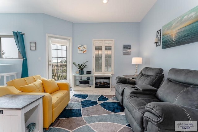 view of tiled living room