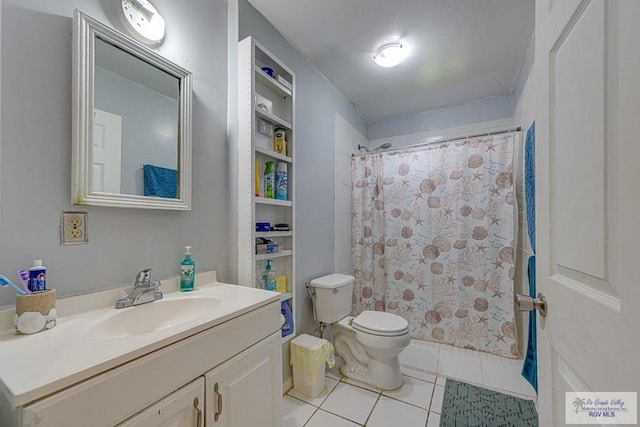 24 Ivy Ln, Brownsville, TX 78521 - full bath with vanity, tile patterned floors, and a shower with curtain