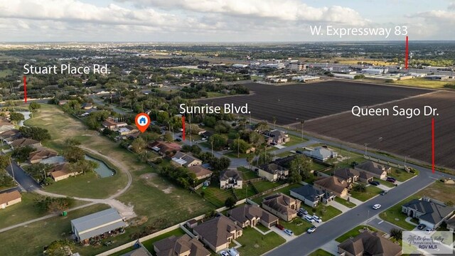 5906 Sunrise Blvd, Harlingen, TX 78552 - aerial overview of property's location featuring nearby suburban area