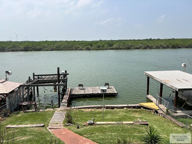 dock area featuring a water view