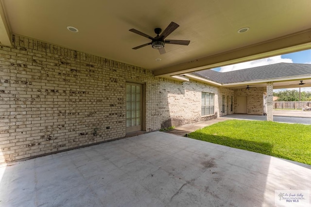 view of patio with ceiling fan