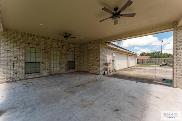 view of patio with ceiling fan