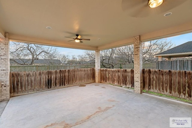 view of patio with ceiling fan