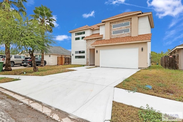 view of front of property with a garage