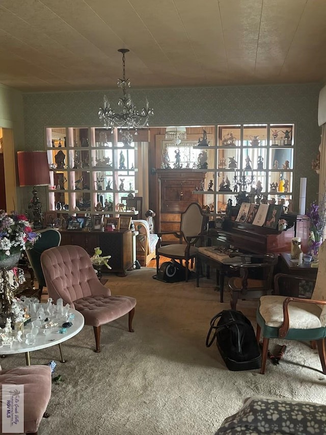 121 E Washington St, Brownsville, TX 78520 - carpeted living area with a chandelier