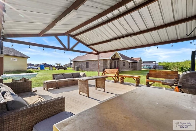 view of patio featuring an outdoor living space