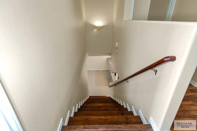 stairs with hardwood / wood-style floors