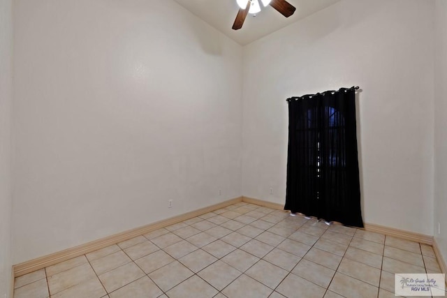 3271 Emerald Valley Blvd Unit 8, Brownsville, TX 78526 - spare room featuring vaulted ceiling, ceiling fan, and light tile patterned flooring