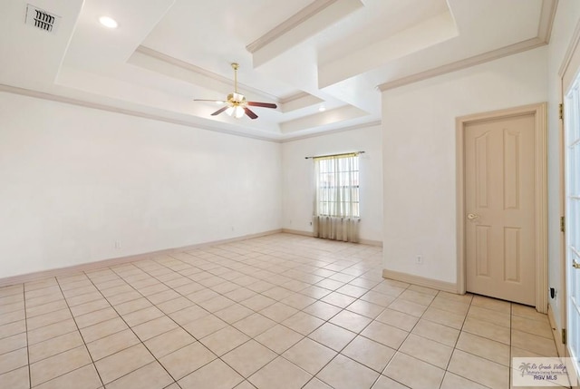 3271 Emerald Valley Blvd Unit 8, Brownsville, TX 78526 - spare room with a raised ceiling, ceiling fan, and light tile patterned floors