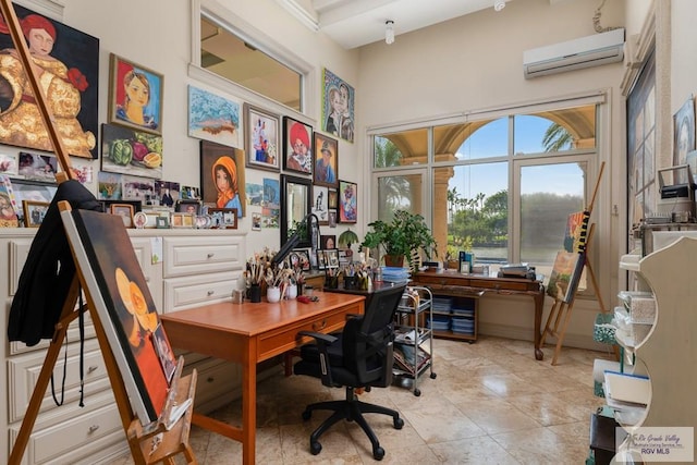 office area featuring a wall unit AC