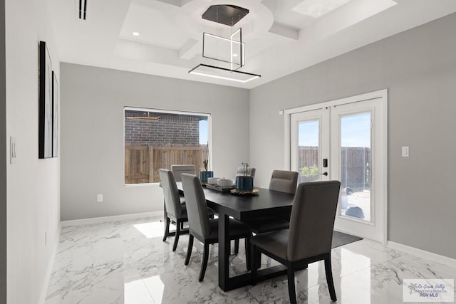 dining area featuring french doors