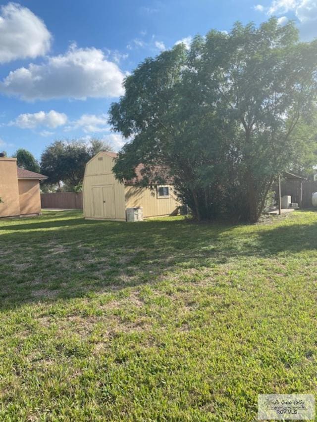 view of yard with a shed