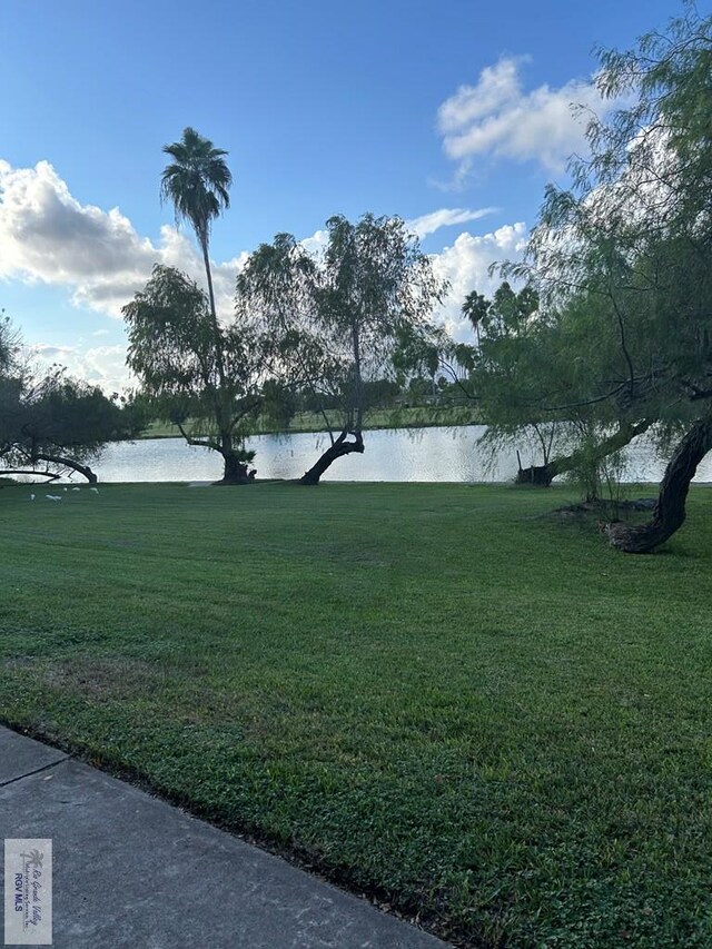 view of yard featuring a water view