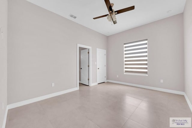 spare room featuring ceiling fan