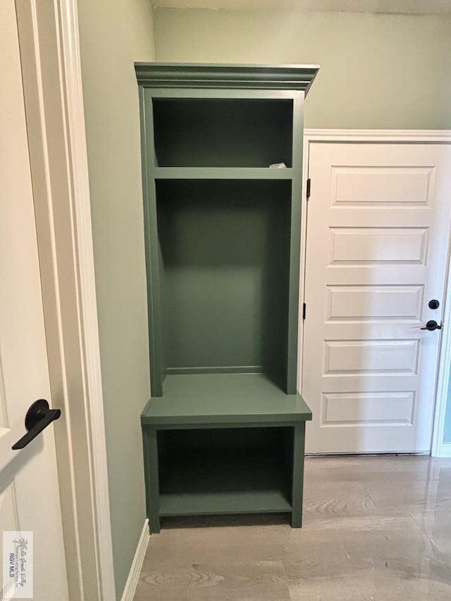 mudroom featuring light hardwood / wood-style flooring