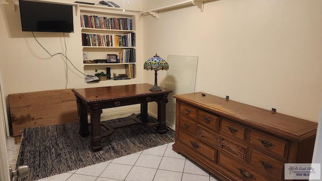 home office featuring light tile patterned floors