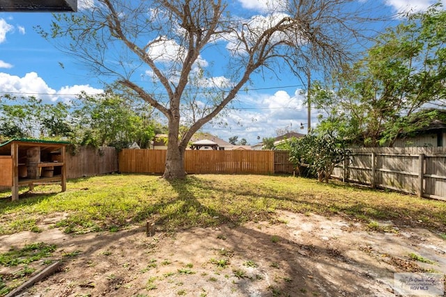 view of yard featuring a fenced backyard