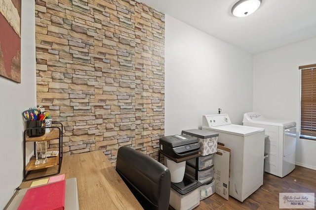 30202 Ratliff Rd, San Benito, TX 78586 - laundry area with wood finished floors and baseboards