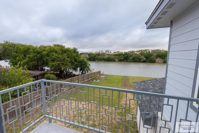 balcony with a water view