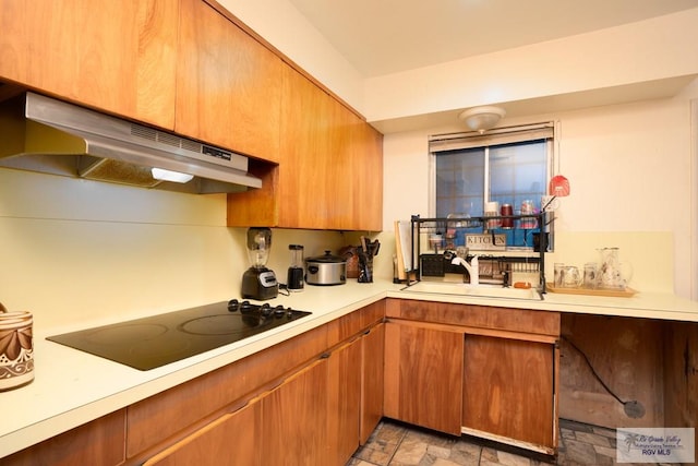 kitchen featuring black electric stovetop and sink