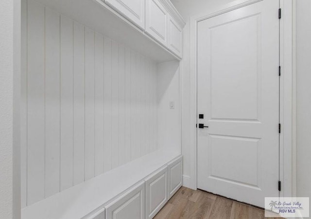 mudroom featuring light wood-type flooring