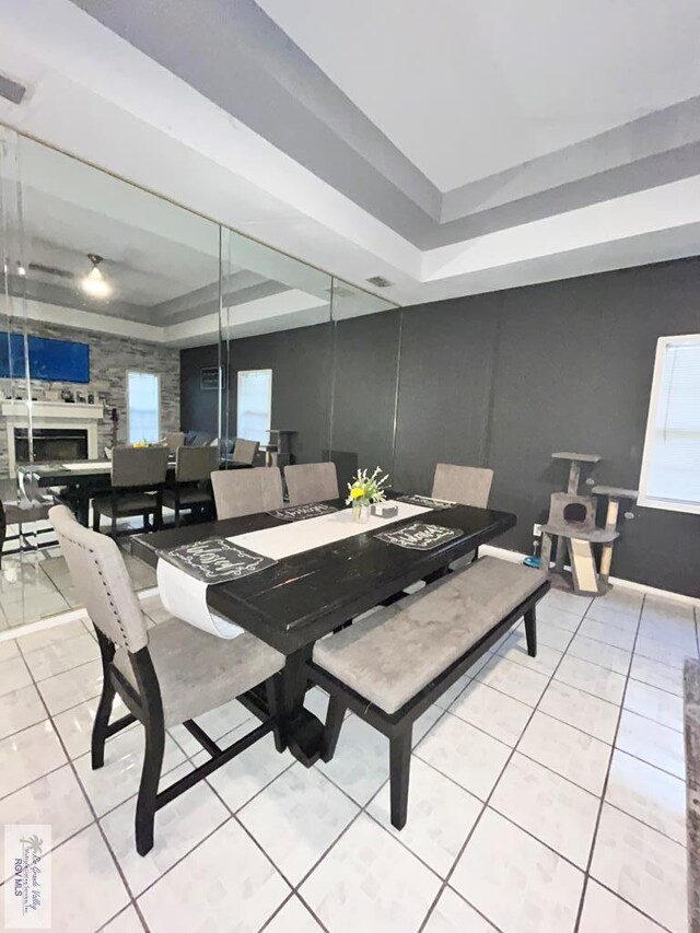 1822 Nasa, Brownsville, TX 78521 - dining room with a raised ceiling and tile patterned floors