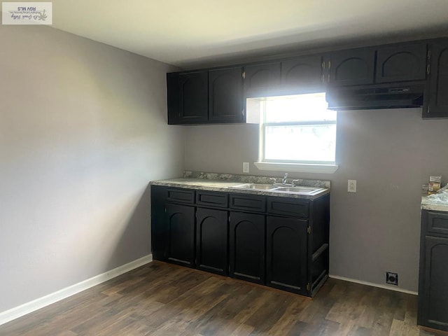 kitchen with dark hardwood / wood-style floors and sink