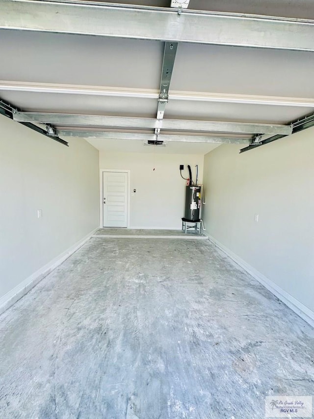 garage featuring water heater