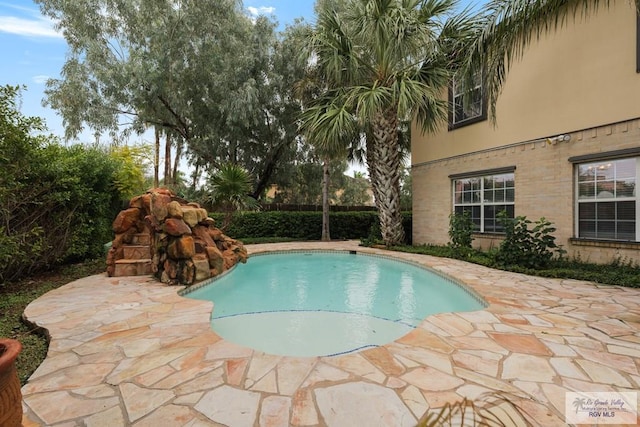 view of swimming pool with a patio area