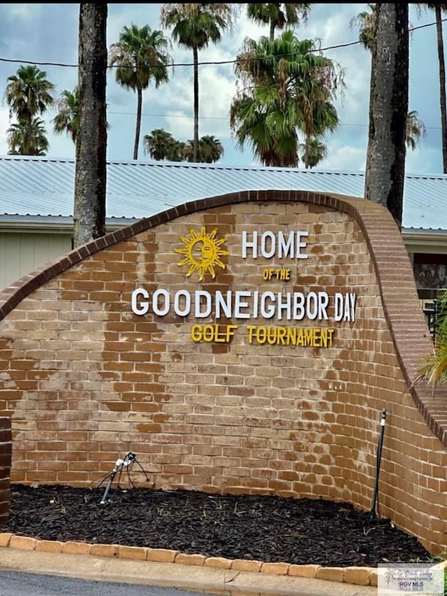 view of community sign