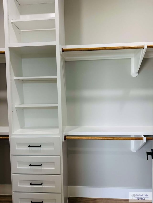 spacious closet featuring wood finished floors