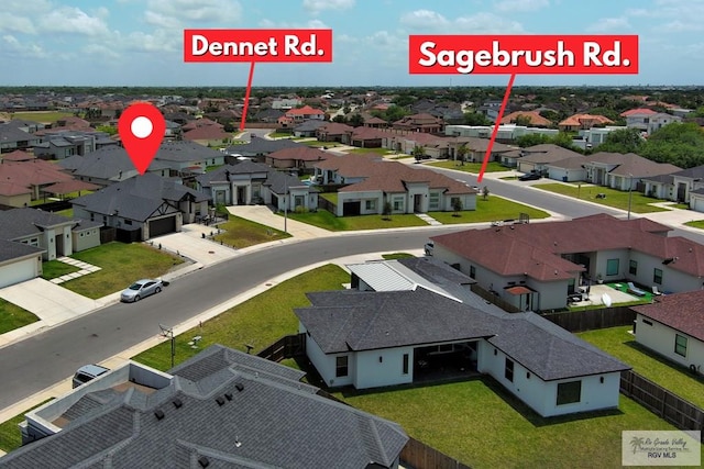 aerial view with a residential view