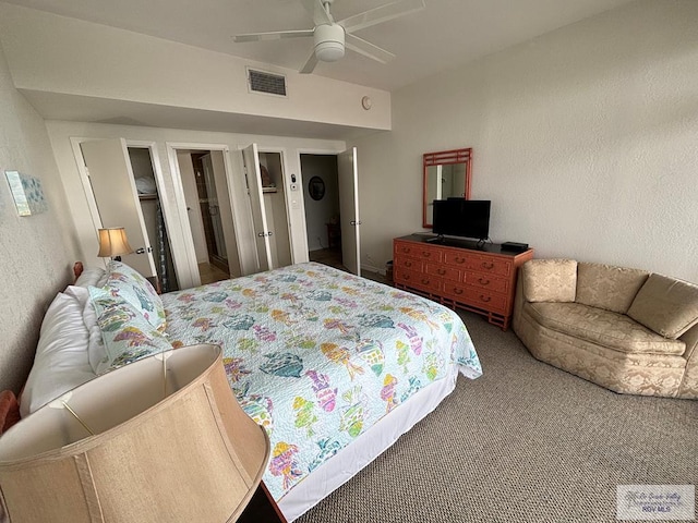 bedroom with carpet and ceiling fan