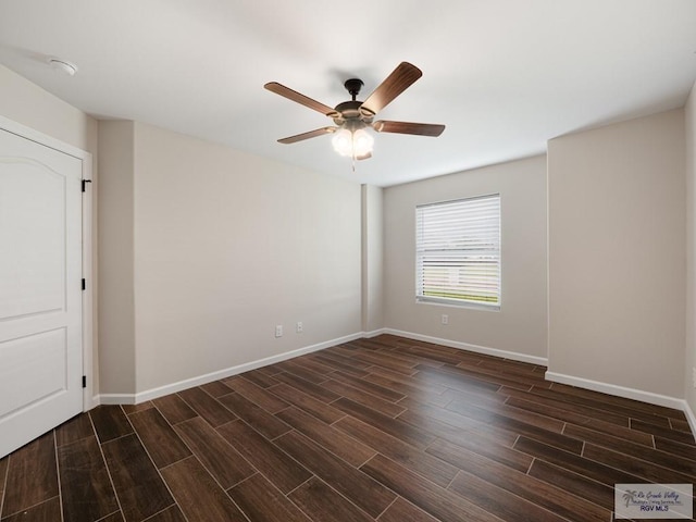 23756 Richmond Cir, Harlingen, TX 78552 - unfurnished room featuring dark wood-type flooring and a ceiling fan