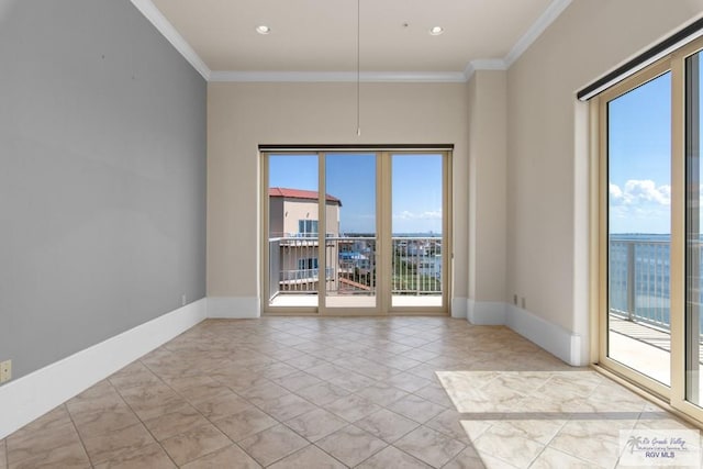 201 W Capricorn Dr, South Padre Island, TX 78597 - spare room featuring crown molding, baseboards, and recessed lighting