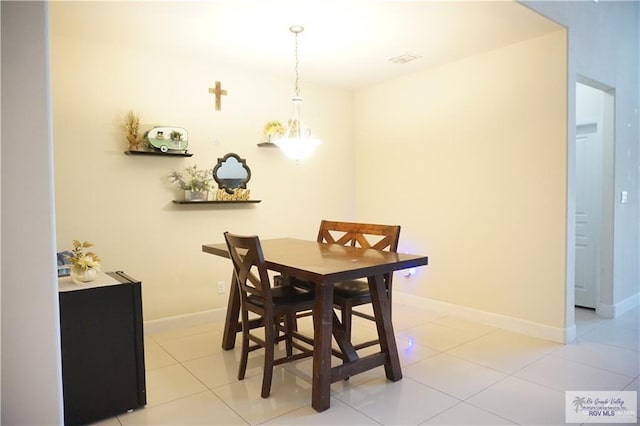 view of tiled dining room