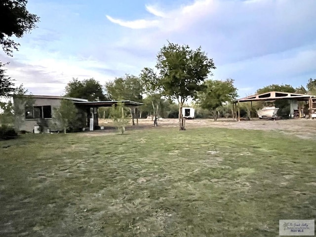 view of yard featuring a carport