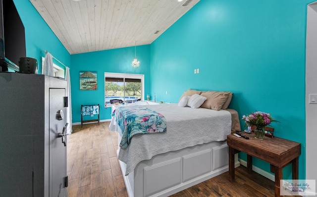 25096 Rabb Rd, La Feria, TX 78559 - bedroom with lofted ceiling, wood finished floors, and wooden ceiling