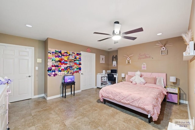 313 Scarlett Cir, Harlingen, TX 78552 - bedroom featuring recessed lighting and ceiling fan