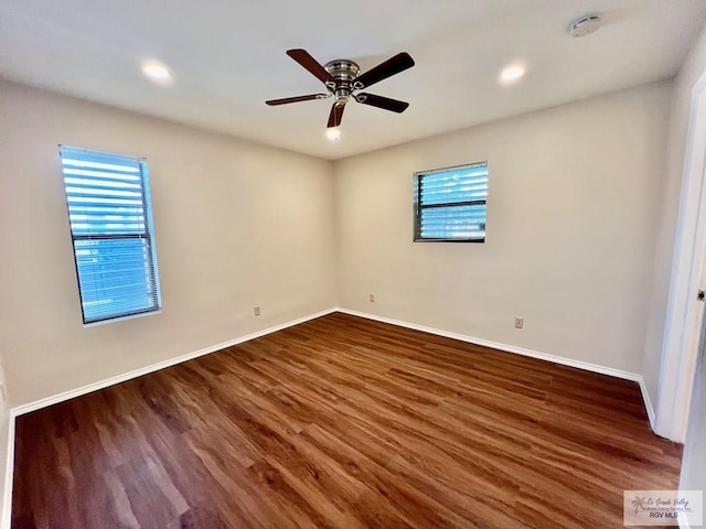40 Cherokee Ave, Harlingen, TX 78552 - spare room featuring wood finished floors, a ceiling fan, a smoke detector, and recessed lighting