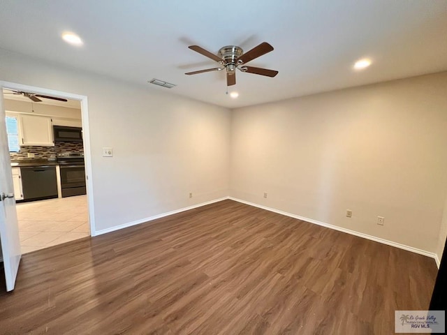 40 Cherokee Ave, Harlingen, TX 78552 - unfurnished room featuring a ceiling fan, wood finished floors, and recessed lighting