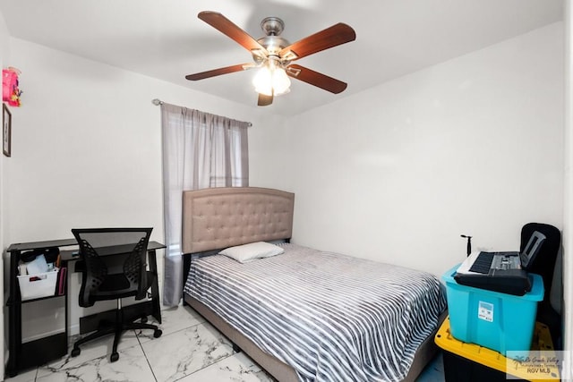 bedroom featuring ceiling fan