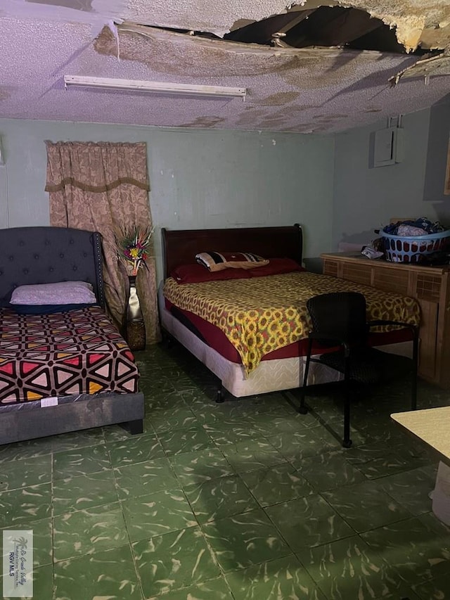 bedroom with a textured ceiling