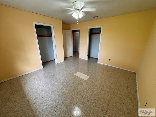 unfurnished bedroom with ceiling fan