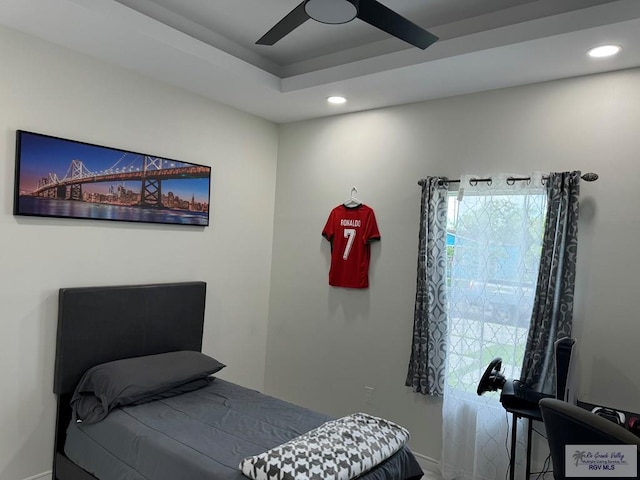 bedroom featuring ceiling fan