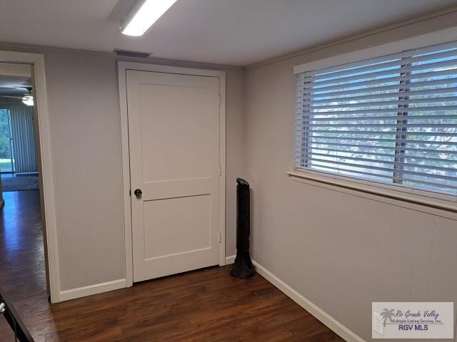 hall featuring dark hardwood / wood-style flooring and a wealth of natural light