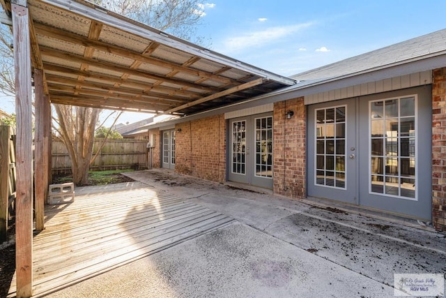 exterior space featuring french doors