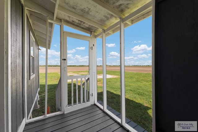 view of unfurnished sunroom