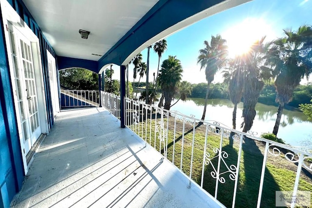 balcony with a water view